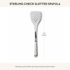 MACKENZIE-CHILDS Slotted Kitchen Spatula, Silicone Spatula for Cooking, Gray-and-White Sterling Check