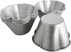 Aluminum Muffin Pans, Flower Shape Deep Egg Tart Mold, Jello Pudding Cup Molds, Baking Cupcake, Tartlets, 3.7" x 2" x 2.2" - 6 Pack