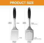 Stainless Steel Spatulas Set, 2 Pack Heavy Duty Solid & Slotted Turner, Metal Spatulas for Kitchen Use, High Heat Resistant Cooking Utensils for Fish Eggs Pancakes