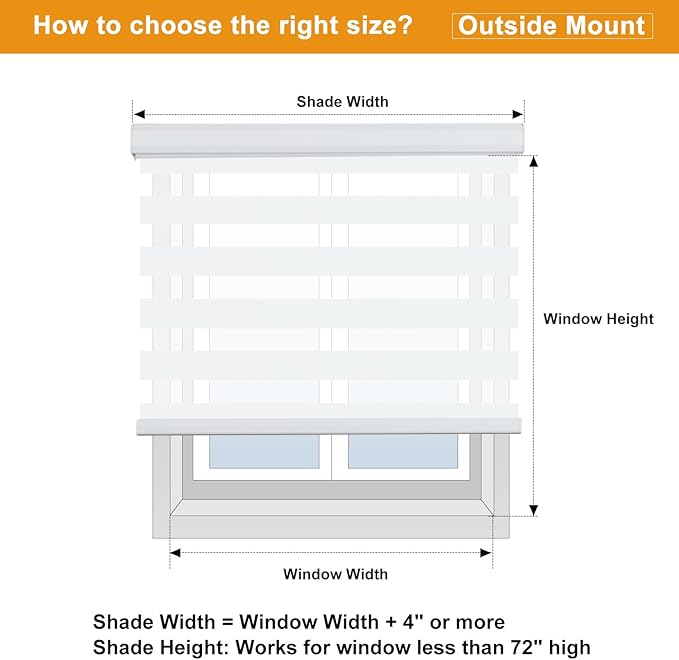 Persilux Cordless Zebra Blinds for Indoor Windows, Free-Stop Zebra Blinds Cordless, Light Filtering Sheer Shades Dual Layer for Day and Night, Zebra Roller Shades for Home (34.25" W X 64" H, White)