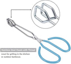 Food Tongs, Feeyei Heavy Duty Stainless Steel Kitchen Tongs for Cooking, Barbecue, Serving Scissors Tongs 10 Inches 2 packs (Blue)