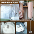 SUPRUS Ultra Fast Handheld Milk Frother Double Whisk with Stand 2 Batteries Stainless Steel for Lattes Cappuccino Matcha Hot Chocolate Coffee Bar Accessories Kitchen Gadgets Gift