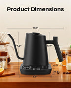 Silonn Gooseneck Kettle, Electric Kettle with ±1°F Precise Temperature Control, Pour-Over Coffee,100°C Hold for 4-Hour Warmth, LED Brew Timer and 7 Presets, 304 Stainless Steel Kettle, 1200W/0.9L