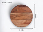 Vesta Homes Wooden Round Cutting Board/Chopping, Serving Board, Platter for Vegetables, Fruits, Cheese, Pizza and Charcuterie | Natural Acacia Wood | 11.5*11.5 Inches | Handcrafted in India