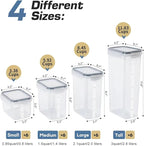 Airtight Food Storage Containers with Lids, Clear Pantry Canister Set for Kitchen Organization, Stackable Organizers for Flour, Sugar, Cereal, Rice, BPA Free Plastic 24 Pack with Different Sizes