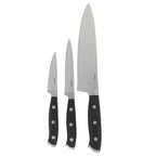 Oster Ginley 3 Piece High Carbon Stainless Steel Cutlery Set w/ABS Triple Riveted Forged Handle (Chef, Utility, Pairing Knife)
