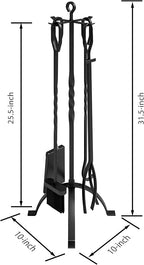 Fire Beauty 5 Pieces Fireplace Tools Sets Fireplace Accessories Tools Holder with Handles Tools for Indoor Fireplace Decor Outdoor Fire Pit Modern Tool(Sanded Black)