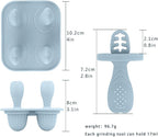 Silicone Baby Ice Pop Molds with Easy-Grip Handles, 4-Cavity Frozen Treat Tray for Toddlers, Mini Popsicle Maker for Teething Relief, Fruit Puree & Breastmilk Snacks (Dust Blue)