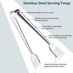 8 Pack 7 Inch Serving Tongs, Kitchen Tongs, Buffet Tongs, Stainless Steel Food Tong Serving Tong
