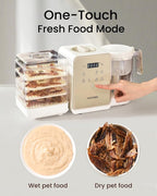 Pet Fresh Food Processor Gift Set with 100+ DIY Recipes – Quick 10 Types of Homemade Fresh Foods for 5 Pet Types, 7-in-1 Cooking Machine with Easy One-Touch Panel, Dog Jerky, Cat Churu Treats