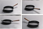 LI-GELISI Pre-Seasoned Cast Iron Round Griddle Cast Iron Round Frying Pan Wooden Handle 8.6 Inch