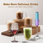 SUPRUS Ultra Fast Handheld Milk Frother Double Whisk with Stand 2 Batteries Stainless Steel for Lattes Cappuccino Matcha Hot Chocolate Coffee Bar Accessories Kitchen Gadgets Gift