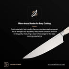 DURA LIVING 2-Piece Kitchen Knife Set – Ultra Sharp Precision German Stainless Steel Blades, 5” Utility & 3.5” Paring Knife with Ergonomic Handles, Multipurpose for Slicing & Peeling, Cream Handle