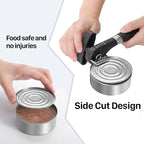 Can Opener, Safe Side Cut Manual Can Opener with Durable Sharp Blade, Smooth Edge Cutting, Effortless Big Knob, Comfortable Grip Handle, Black