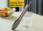 Locking Kitchen Tongs with Silicon Tips 9-Inch Stainless Steel Grilling Tongs, Set of 3 (Gray)