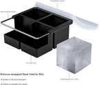 Bangp Large Ice Cube Tray for Whiskey,Silicone Ice Cube Trays 2 Pack,Large Ice Cube Molds with Leak Proof Removable Lid,Square Ice Cube Tray for Whisky and Cocktail