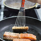 La Cuisine Fish Slotted Spatula Turner with Beveled Edged Stainless Steel, For Flipping Fish Egg Pancake Patties Fries. Blade 6.5", Size 11"