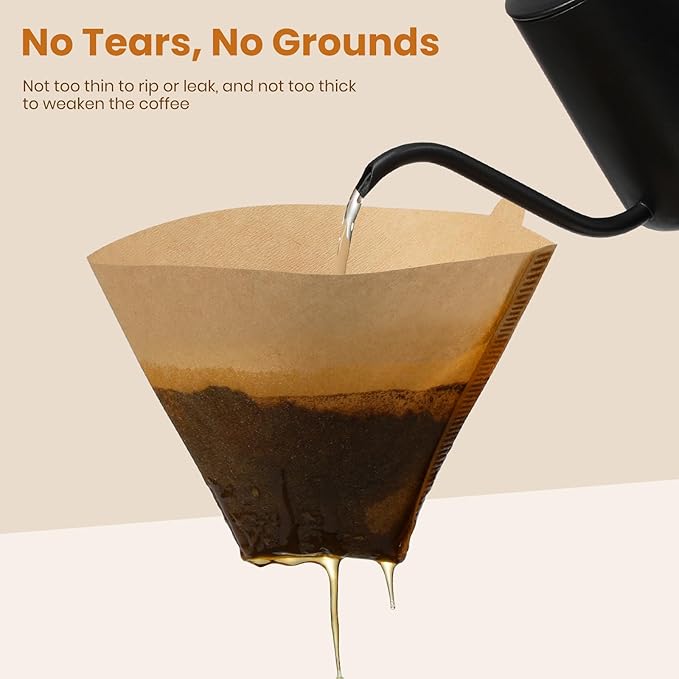 #4 Cone Coffee Filters 8-12 Cup, 400 Count Unbleached Natural Coffee Paper Filters, No Blowout, Disposable Coffee Filter for Pour Over and Drip Coffee Maker