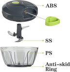 Cambom Manual Food Chopper Vegetable Cutter, Hand String Vegetable Chopper Onions Cutter for Vegetable Fruits Nuts BPA Free Food Safe Material, 550ml Gray