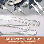 40 Pcs Silverware Set for 8 with Simple Striped Handle Design, Food Grade Stainless Steel Flatware Set, Eating Utensils Sets Include Fork/Knife/Spoon, Reusable Cutlery Set, Dishwasher Safe
