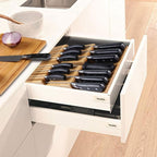 NIUXX Bamboo In-Drawer Knife Block Set for 12 Knives(Not Included), Large Kitchen Detachable Washable Cutlery Slot Organizer Storage Holder for Sharpening Steel and Cutter