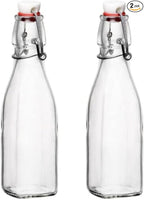 Bormioli Rocco Swing Top Glass Bottle (Set of 2) - 8.5 oz Kitchen Containers with Airtight Seal, Ideal for Homemade Dressings, Syrups, Infused Oils, Small-Batch Beverages - Glassware for Kitchen