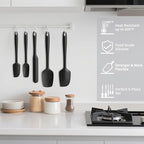 Coukre Silicone Spatula Set of 5,High Temperature Resistant, Food Grade Silicone, Dishwasher Safe, for Baking, Cooking (Pure Colorful B)