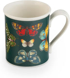 Spode Botanic Garden Harmony 14 oz Tankard Mug, Assorted Butterflies - Embossed Earthenware Coffee Cup, Dishwasher & Microwave Safe - Botanical Tea Cup for Spring Tableware (Green)