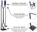 Heavy Duty Fire Pit Tools Set with 40" Fire Poker and Log Grabber Wrought Iron Large Fireplace Tool Set with Metal Stand,Solid Steel Firewood Grabber for Campfire Backyard Bonfire Indoor&Outdoor Use