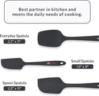Elihome Chef Series 3 Piece Silicone Spatula Set - 600°F Heat Resistant Non Stick Rubber Kitchen Scraper Spatulas for Cooking, Baking, Mixing – BPA Free and LFGB Certified Silicone(Black)