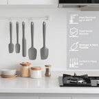 Coukre Silicone Spatula Set of 5,High Temperature Resistant, Food Grade Silicone, Dishwasher Safe, for Baking, Cooking (Pure Gray)