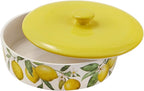 Bico Lemon Dreams Ceramic Tortilla Warmer, 8.9 Inch Tortilla Holder with Lid for Taco Bread Pancake for Mexican Night and Party, Microwave and Dishwasher Safe