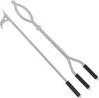 40" Fire Tongs Firewood Grabbers and Fire Poker Set, Stainless Steel Large Log Grabbers for Outdoor Fireset Fire Pit Bonfire Campfire Backyard Deck Indoor Fireplace Tools Set