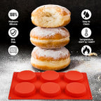 CAKETIME Muffin Top Pan, Silicone Molds for Breakfast Sandwiches, English Muffins, Whoopie Pies, Corn Bread, Egg Bites, Tarts - 2 Pack Red