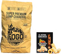 FOGO Super Premium Hardwood Lump Charcoal, Natural Large Sized Lump Charcoal, 17.6 Pound Bag and FOGO Fogostarters Natural Fire Starters, 30 Count Box, Bundle