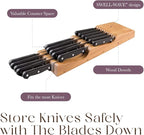 Bellemain 100% Pure Bamboo in Drawer Knife Block | 16 Knife Slots Knife Drawer Organizer | Store Knives Safely with The Blades Down | Storage Solution for Your Kitchen | Knife Organizer Drawer Insert