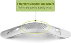 Garlic Press Rocker & Silicone Peeler, Stainless Steel Garlic Mincer, Herb Stripper & Leaf Zipper