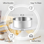 Leonyo 8 Inch Cake Pan, Stainless Steel Circle Baking Pans Set, 2 Pieces Round Layer Cake Tin for Wedding Birthday, Even Heating, Non Toxic & Healthy, Heavy-Duty, Dishwasher Safe