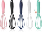5 Pcs Silicone Whisk for Cooking - Mini Whisk Stainless Steel Dough Whisk, Non Stick Hand Tiny Balloon Wire Whisk, Milk Egg Frother for Blending Whisking Beating Stirring Baking