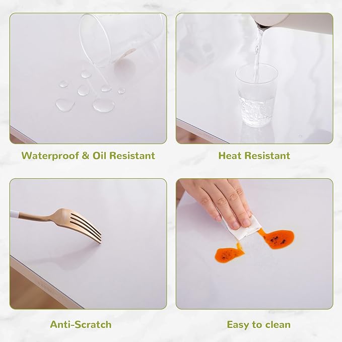 14 x 60 Inch Clear Table Cover Protector, Clear Desk Mat, Clear Table Protector, 1.5mm Thick Plastic Table Cover, Vinyl Table Protector, Clear Desk Pad, Desk Mats on Top of Desks