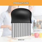 Large Crinkle Cutter, Stainless Steel Wavy Cutter with Non-Slip Handle, French Fry Cutter, Crinkle Potato Slicer, Chopping Tools for Potatoes Carrot Fruit Vegetable (B Set: 2 Pcs)