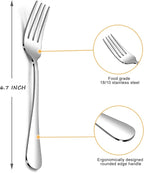 SANTUO Dessert Forks Set - 8-piece Stainless Steel Salad Forks Cream Fork Flatware Set Reusable for Household Use or Camping - Silver 6.7 Inches