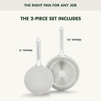 GreenPan Nova 8” & 10” 2 Piece Frying Pan Skillet Set, Oprah’s Favorite Things 2024, Induction Suitable PFAS-Free Nontoxic Ceramic Nonstick, Dishwasher & Oven Safe, Quick Even Heating, Cream White