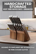 DALSTRONG Gladiator Series Elite-18pc Stainless Steel Knife Set with Block-High Carbon German Steel-Acacia Wood Block-Gift Knife Set w/Black Handles - NSF Certified