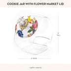 MACKENZIE-CHILDS Cookie Jar with Enamel Lid, Large Glass Treat Jar or Kitchen Jar, 1-Gallon Capacity, White Flower Market