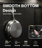 Non Stick Frying Pans with Lids, 12 Inch Fry Pan, Hybrid Large Frying Pan with Lid, Nonstick Skillet Stainless Steel, Dishwasher & Oven-Safe, Induction Compatible Cooking Pan