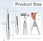 Premium Stainless Steel Heat Resistant Kitchen Tongs for cooking,set of 9" and 12" (White),Non Scratch Silicone cooking Tong Tip for Cooking Pans,Strong Grip BBQ tongs for Grabbing Hot Food