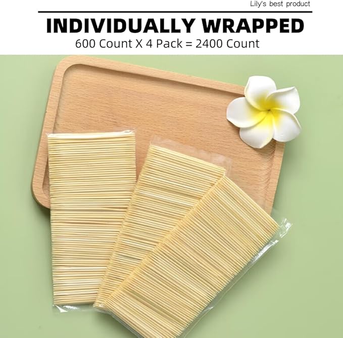 HOPELF 2400 Count Bamboo Toothpicks Skewers For Appetizer,Olive,Barbecue,Fruit,Cocktail,Teeth Cleaning,Double-Points Wooden Toothpick.