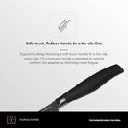 DURA LIVING Santoku Knife - 7 Inch Black Nonstick Titanium Plated Stainless Steel Ultra Sharp Blade, With Ergonomic Comfort Grip Handle Asian Chef's Knife, With Matching Sheath
