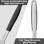 Stainless Steel Spatula, Large Metal Spatula for Kitchen and Grilling, Heavy Duty Turner for Cast Iron Skillet with Silicone Handle, Cooking and Flipping Steak, Pancake, Burger, 4.6 x 3.7 In